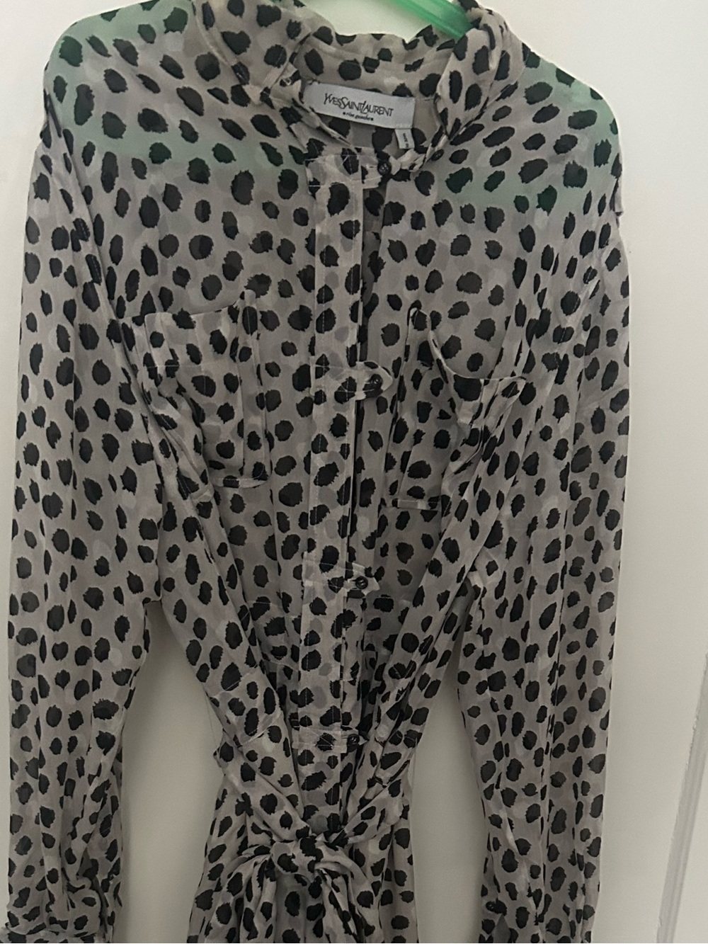 Yves Saint Laurent Rive Gauche Silk Dress • Vintage Made in France • Spot Print